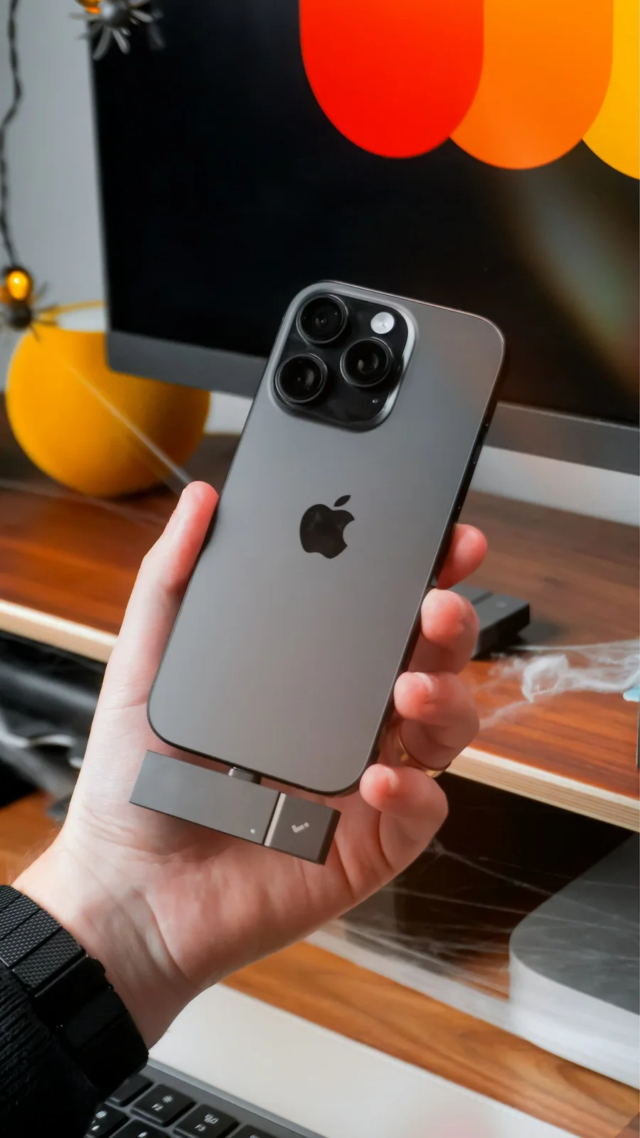 Phone with a USB-C charging adapter